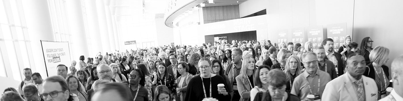 Black and white shot of attendees at the 2023 Leaders Conference in Nashville, Tennessee.