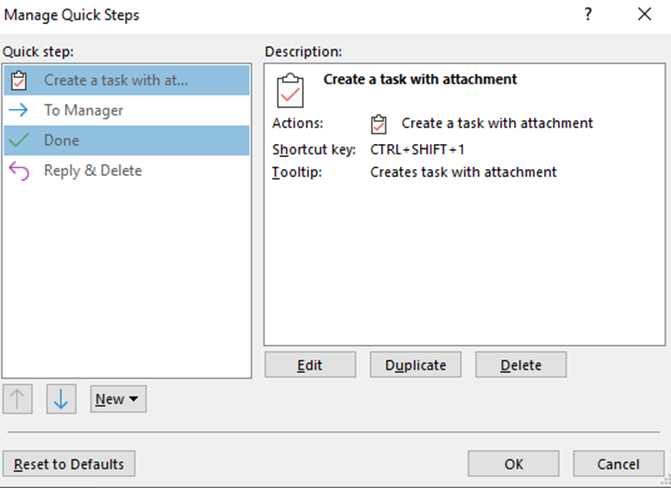 Quick steps in Outlook