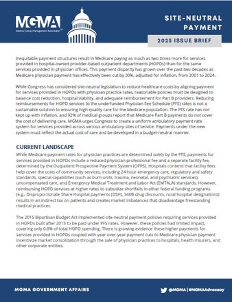MGMA 2025 Site-Neutral Payment Position Paper